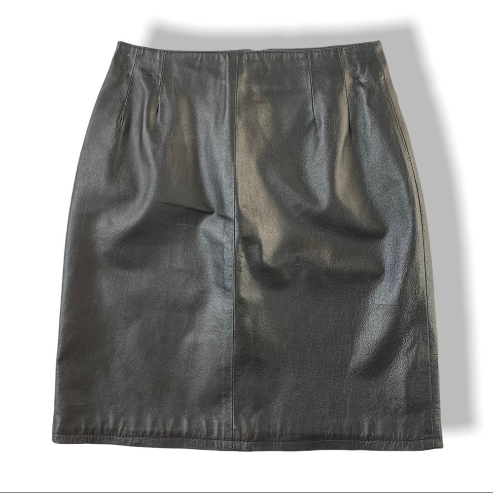 โจ VINTAGE โจ CLIO LEATHER | Leather Pencil Skirt Size 2 Petite - Picture 1 of 6